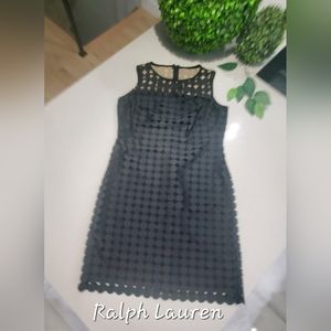 RALPH LAUREN Impeccable robe de qualité doublé, longueur midi avec crochet noir